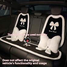 1pc Winter Car Seat Cushion, Soft And Warm, Cute Bow, Luxurious High-End Car Seat Cover, Universal For All Seasons