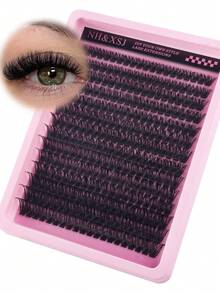 200/224/280支 50D DIY 睫毛嫁接套装，200支单根睫毛，D型卷翘，8-16mm混合睫毛簇，包含睫毛胶水、封层剂和睫毛嫁接工具，轻松在家嫁接睫毛（30D 40D 50D 60D 80D 100D -0.07D-8-16MIX） - 黑色 - 查看 3