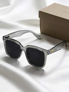 A Pair Of Gray Y2K Square-Framed Glasses - Suitable For Teenagers. - Dark Grey - View 2