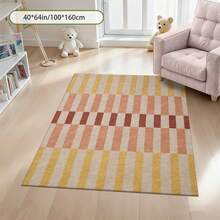Cashmere-Like Multi-Colored Striped Pattern Printed Large Carpet, Exquisite Carpet, Comfortable And Beautiful, Versatile Decorative Style, Suitable For Living Room Carpets, Sofa Cushions, Door Mats, Bedroom Carpets, Outdoor Carpets, Malls, Cafes And Other Scenarios, Easy To Clean And Machine Washable, Available In Multiple Sizes. - 彩色 - 查看 8