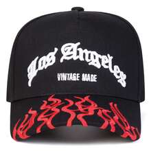 1Piece Men Letter Flame Embroidered Baseball Cap Outdoor Adjustable Sunscreen Leisure Hat Spring Autumn Travel Tourism Beach Vacation - 彩色 - 查看 5