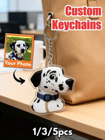 1/3/5 piezas Llavero personalizado con foto, llavero de acrílico personalizado, colgante de acrílico, regalo de Navidad, decoración navideña, adorno navideño, colgante de mascota personalizado, colgante de perro lindo, regalo para padres y abuelos, llavero de personaje 2D, llavero de personaje de dibujos animados personalizado, llavero de acrílico diario, colgante de mochila para niños, regalo de llavero de acrílico para ancianos, llavero conmemorativo familiar de acrílico