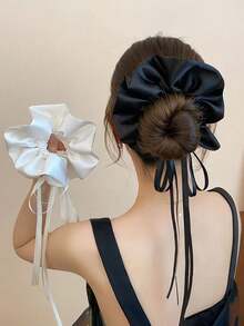 1/2 chiếc nơ satin với ruy băng dài, dây buộc tóc kiểu ballet cho tóc đuôi ngựa, thích hợp cho tiệc tùng và hẹn hò, dây buộc tóc, dây chun buộc tóc, phụ kiện tóc làm đẹp tại nhà. - Nhiều màu - Xem 1