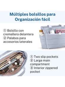 Bolso Tote para Mujer,Bolso Tote Ligero con Compartimentos,Bolso de Hombro Acolchado para Viaje,Trabajo,36701958 - Blanco - Ver 2
