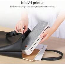 Printer StandsMingzhe Impresora de Papel A4 Transferencia térmica Directa Impresora inalámbrica Móvil Mini Impresora fotográfica móvil de 210 mm Soporte de conexión USB BT Ancho de Papel de 2 ''/3''/4'' Impresión - Gris - Ver 2