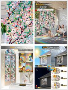 1卷装，宽度可选30/45/60/90厘米，隐私窗膜，自粘式隐私膜，不透明，无需胶水，防紫外线，装饰性彩色玻璃膜，窗帘，磨砂窗膜 - 彩色 - 查看 101