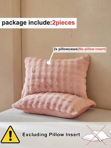 2pcs Pink Faux Fur Flannel Pillowcase, Modern Decorative Body Pillow Cover, Suitable For Winter, Soft & Warm, Machine Washable, Pillow Insert Not Included - Pink - View 4