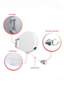 1pc 12M/15M Extendable Plastic PVC Clothesline, Thick Rope, Adjustable Length, 1200cm, 3mm Thickness For Household, Clotheslines - Multicolor - View 8