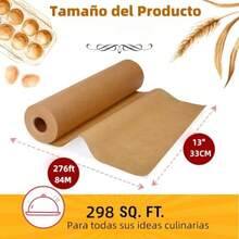 R's Rollo de Papel Pergamino para Hornear 33cm x 84m Papel Encerado de Hornear Sin Blanquear con Cortador Dentado Parchment Paper Encerado para Alimentos para Freidora de Aire Hornos Microondas - madera natural - Ver 7