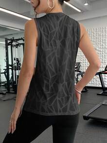 1件装女士无袖镂空网眼背心，适合健身、锻炼、跑步、运动，休闲透气户外背心，春夏款 - 黑色 - 查看 2