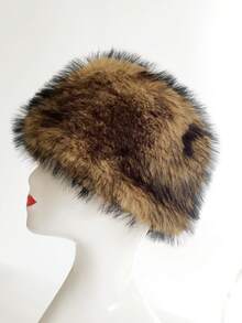 1顶可爱仿毛皮保暖圆顶帽，休闲户外徒步骑行保暖蓬松帽，秋冬季 - 彩色 - 查看 7