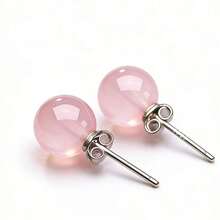 par de aretes minimalistas de plata pura y cristal rosa, aretes de piedras preciosas naturales, pequeños y elegantes para uso diario, plata de ley 925 hipoalergénica, regalo de cumpleaños - Azul 2 - Ver 6