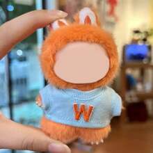[Only Doll Clothes] Creative New 10cm Plush Doll 4th Generation Labobo Mini 4.0 Secret Code Mini Pendant Plush Doll Replacement, English Letter T-Shirt For Labubu
