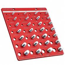 螺纹检测仪，螺纹检测量规工具，28个公制和内六角量规，螺母和螺栓螺纹检测仪，带尺子的螺栓和螺母识别量规 - 紅色 - 查看 12