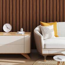 Adhesive Wallpaper With Ribbed Wood Pattern, Dark Brown, Medium Ribbed Pattern - Multicolored 31 - View 5