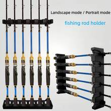 1pc Black Fishing Rod Wall Mount Rack, High Density Foam Handle Storage Box, Sturdy And Durable, Holds Up To 6 Rods, Suitable For Outdoor, Home, Garage, Multi-Slot Design For Easy Organization And Space Saving, Fits Various Fishing Rods, Rod Holder, Enhances The Aesthetics Of Fishing Area, Fishing Rod Home Display And Storage Rack