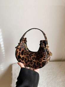 Ladies' Mini Leopard Print Crossbody Bag, Fashionable And High-Quality Crescent-Shaped Handbag, Lightweight And Elegant, Autumn And Winter Leopard Print Fashionable Wallet, New Autumn And Winter Tiger Print Women's Bag, Niche Design Fashionable And Cute Mini Bag, Women's Stylish Hand-Held Crescent Shaped Bag, New Year Gift, Christmas Fashion Item - Multicolor - View 7