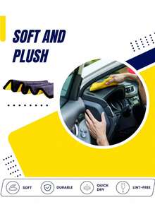 Yellow Microfiber Car Cleaning Towels - Multi-Set Options (1-10pcs), 30*30/30*60cm, Super Soft Thick Quick-Dry, Non-Shedding Rags For Auto Detailing & Household Use - Multicolor - View 6
