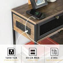 FurnitureR Mesa Consola con Toorrientes y Puertos USB 3 Niveles Alenamiento Mesa Sofá Angosta Barra Café Soporte TV Alto para Sala sofá Pasillo y vestíbulo Café y Negro - Multicolor - Ver 5