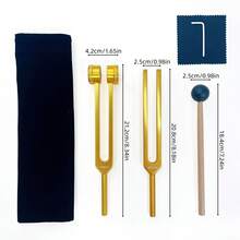 Aluminum Alloy Tuning Fork, 128Hz/256Hz/528Hz Frequency Adjustment, Yoga Meditation Energy Regulator With Mallet And Velvet Bag - Gold - View 19