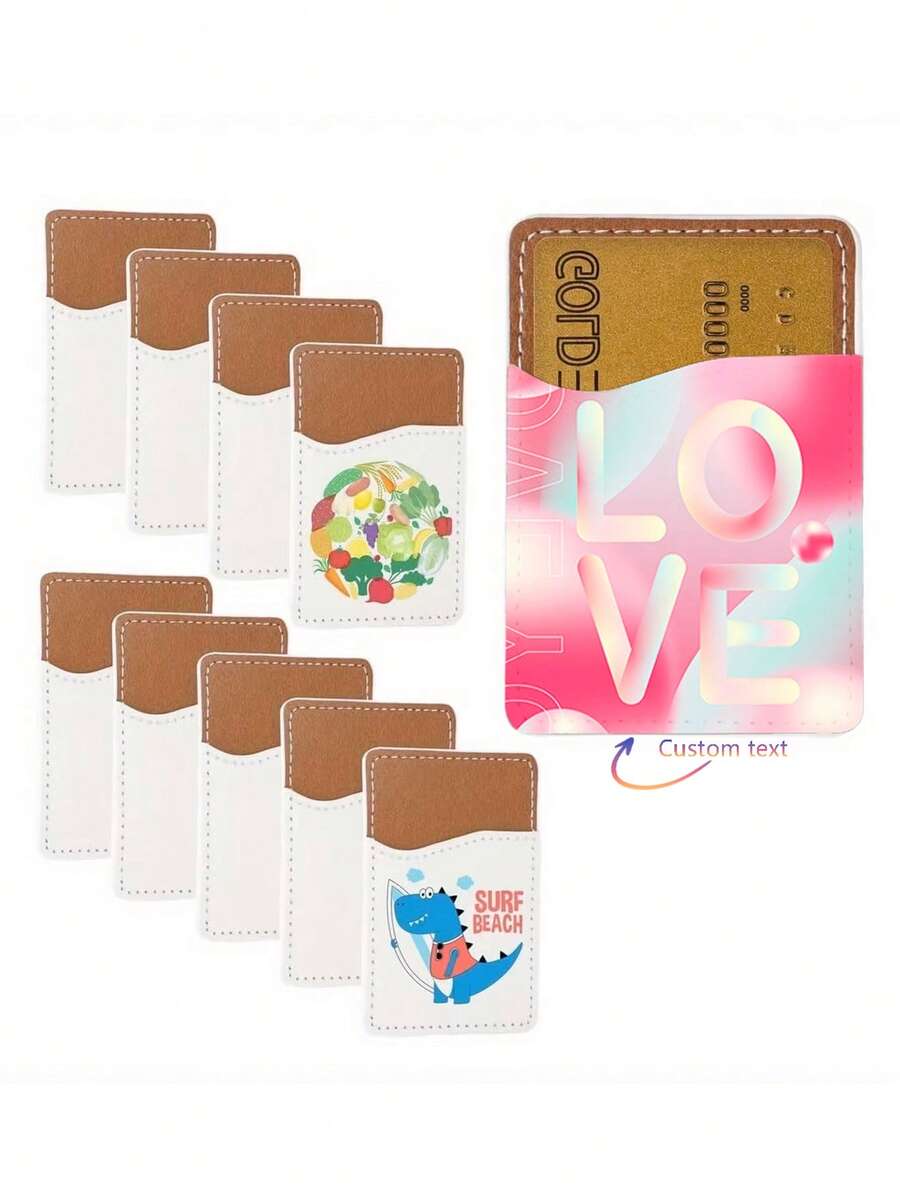 1pc Customized PU Leather Adhesive Card Holder - Phone Back Pocket, Can Store Cards, Large Capacity Leather Card Case, Can Print Logo, Phone Card Holder