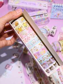 Sanrio 10Rolls/Box HelloKittys Stickers Cartoon My Melody Kuromi Cinnamoroll Handbook Kawaii Pompompurin Pochacco Hand Account DIY Sticker Back To School School Supplies(Some Parts May Be Random) - Multicolor - View 5