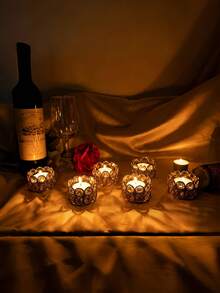 12pcs Crystal Expressing Candle Holders, Elegant Candle Boxes Decorated With Gold, Center Decoration Boxes For Weddings, Homes, Parties (Candles Not Included)