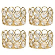 12pcs Crystal Expressing Candle Holders, Elegant Candle Boxes Decorated With Gold, Center Decoration Boxes For Weddings, Home Parties (Candles Not Included)