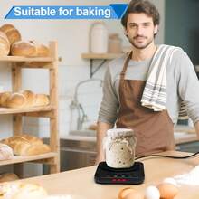 Sourdough Starter Warmer - Adjustable Sourdough Warming Mat With 12H Timer & Auto Shutoff, Sourdough Starter, Sourdough Bread Baking Supplies (No Glassless Jar) - Black - View 9