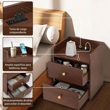 Office Furniture SetBuros para Recamara con Estación de Carga Mesa de Noche Buro con Estación de Carga y Puertos USB/AC Mesita de Noche Moderna de 3 Pisos para Hogar Oficinas Camas Dormitorios - Marrn - Ver 5