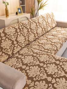 1件装优雅复古花卉沙发套，经典宫廷风格弹力3D花卉沙发座垫套，靠背套，保护沙发免受灰尘和污垢侵扰，易于拆卸清洗，四季皆宜，适用于三人沙发、沙发靠背、靠垫套、L型沙发 - 駝色 - 查看 2