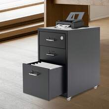 Vertical File Cabinet, Metal Mobile File Cabinet With Lock, Filing Cabinet Under Desk - 黑色 - 查看 5