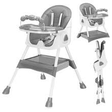 UBRAVOO 3-In-1 Baby High Chair Foldable Portable Baby Dining Chairs Eat & Play Convertible High Chair With Five-Point Snap Button,Double-Layer Dinner Plate And Toy Rack Christmas Gifts - Grey - View 2