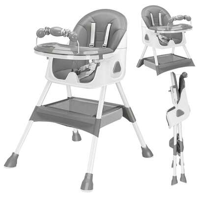  UBRAVOO 3-In-1 Baby High Chair Foldable Portable Baby Dining Chairs Eat & Play Convertible High Chair With Five-Point Snap Button,Double-Layer Dinner Plate And Toy Rack Christmas Gifts