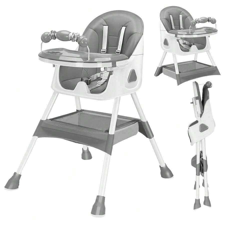 UBRAVOO 3-In-1 Baby High Chair Foldable Portable Baby Dining Chairs Eat & Play Convertible High Chair With Five-Point Snap Button,Double-Layer Dinner Plate And Toy Rack Christmas Gifts