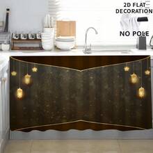 1pc Pattern Retro Printed Tablecloth, Kitchen Small Curtain, Cabinet Curtain, Islamic Festival Decoration, With Curtain Holes, Easy To Hang, 100% Polyester, Rectangular, Woven, Machine Washable, Kitchen Decor And Accessories, Suitable For Kitchen Cabinets And Home Decor - Multicolor - View 4