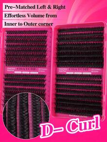 640/200pcs Cluster False Eyelashes Set, High Density 10D-100D, 10-16mm Mixed DIY Lash Clusters, Super Dense, Natural Look, Ultra Soft, Reusable, Suitable For Daily Life, Travel, Wedding, Date, Party, Music Festival And Christmas - Rose Red - View 5
