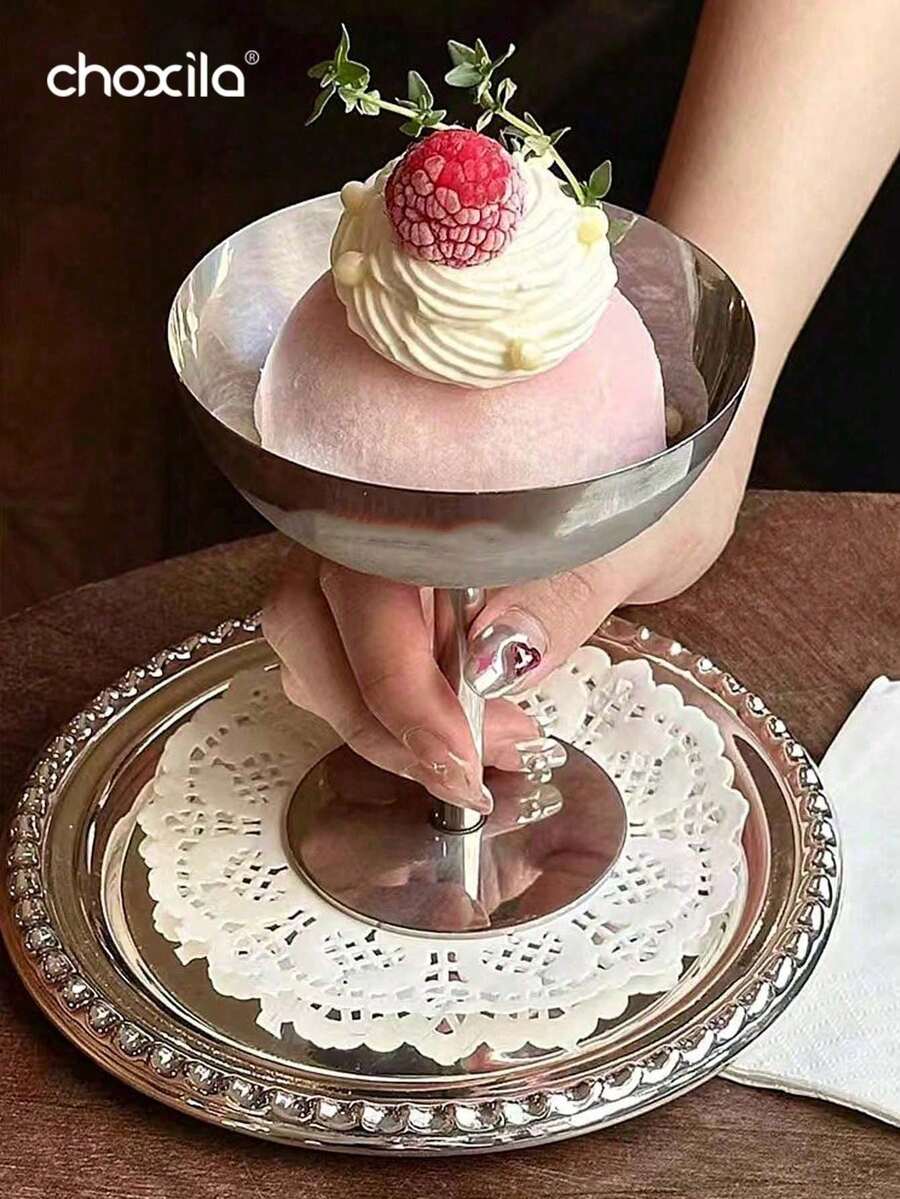 choxila 1件套甜点盘、蔬菜碗、不锈钢冰淇淋杯、托盘、水果碗、下午茶布丁甜点杯、可爱餐盘、托盘、高杯碗、可爱烛台盘、斋月款待用品 - 甜點杯 - 查看 1