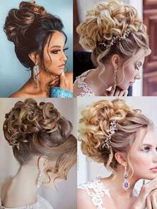 Synthetic Women's Messy Buns, Buns, Rubber Bands, Hair Bands, Caterpillar-Like Wigs - Multicolor - View 7