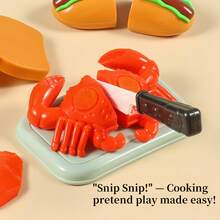 76-Piece Plastic Burger Kitchen Playset With Detachable Layers & Realistic Food, American Style Red/Yellow Design For Kids Pretend Play – Interactive Role-Play Toy For Birthdays, Holidays & Indoor Family Fun