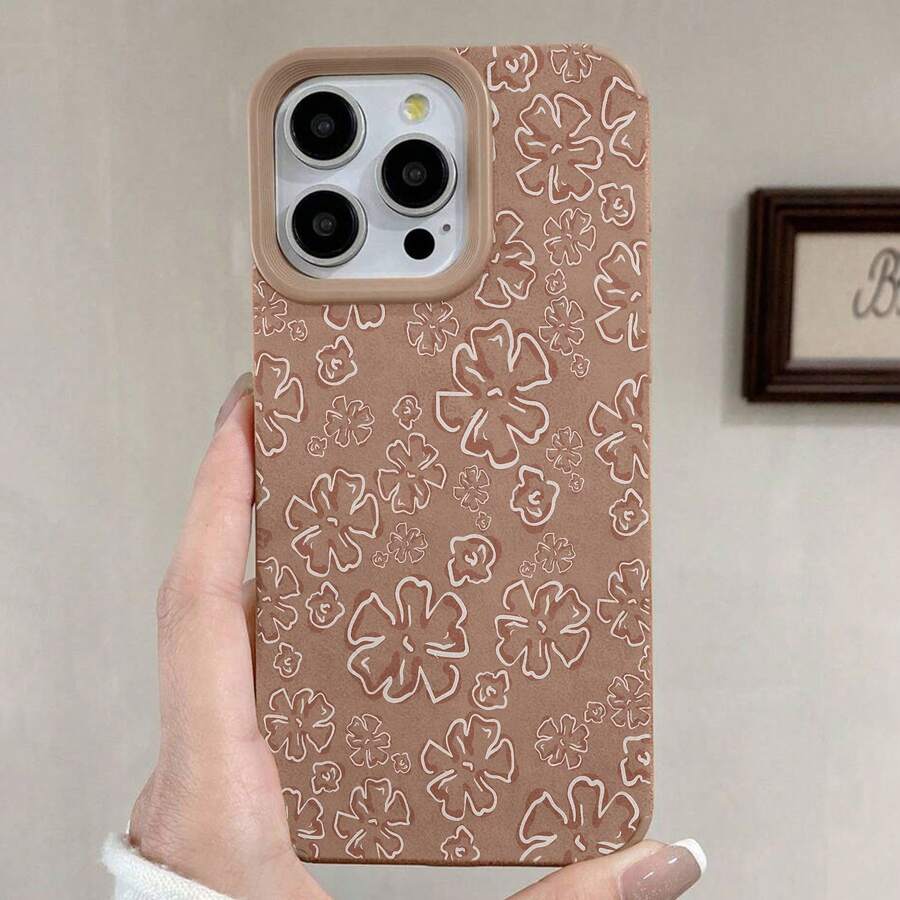 フラワー柄のスマホケース。 11、12 Pro、 11、12 Pro Max、 13、 13 Pro、 13 Pro Max、 14、 14 Pro、 14 Pro Max、 14 Plus、 15、 15 Pro、 15 Pro Max、 15 Plus、 16、 16 Pro、 16 Pro Max、 16 Plusに対応。TPU素材で、滑り止め、落下防止、耐久性、お手入れ簡単。ご自身、ご家族、ご友人、恋人、彼氏へのプレゼントに最適です。 - ブラウン - チェックする 1