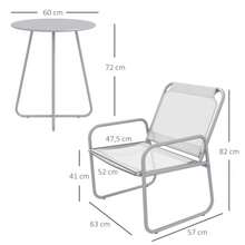 Outsunny 3-Piece Bistro Set, Balcony Furniture Set With 1 Table And 2 Chairs, Garden Seating Group For Garden And Patio, Mesh, Light Grey
