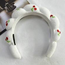 1条樱桃印花发带，可作口罩发带、化妆海绵发带、毛巾发带、清洁发带、运动或造型用蓬松发带，时尚配饰，适合女性和女孩，精美礼物，白色女士发带，女士发饰，夏季穿搭 - 彩色 - 查看 4