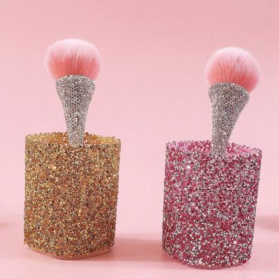 4pcs/Set Rhinestone Pen Holder, Luxury Makeup Tool Storage, Creative Home Decor Vanity Desk Organizer, Multi-Function Makeup Brush Holder