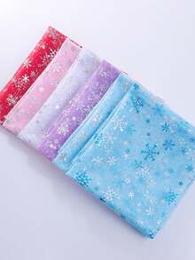 1pc Snowflake Print Sheer Fabric, Suitable For Making DIY Bows, Cute Doll Clothes, Vibrant Party Shawls