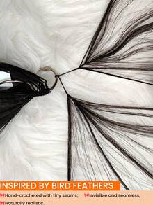 第三代 7 包 350 克 全头蓬松直发羽毛状真人发接发 无结处女发 Remy 蓬松直发羽毛状钩编真人发接发 羽毛状钩编发，适用于无结波西米亚风辫子和保护性发型 - Natural Black - 查看 9