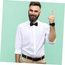 HAPINARY 1 Juego De Flores De Solapa para Hombres Trajes De Nios Corbata Conjunto Pajaritas Preatadas Pajaritas Y Pauelos De Bolsillo Corbatas Y Pauelos De Bolsillo - 12x6cm + negro - Ver 4