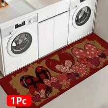 1pc Heart Pattern Printed Linen Kitchen Rug, Bathroom Mat, Doormat, 3D Printed Rectangle Carpet For Living Room, Bedroom, Hallway, Bathroom, Laundry Room - Polyester Rug For Indoor And Outdoor Home Decor - Multicolor - View 17