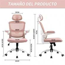 Office Furniture SetCokos Silla Oficina ergonómica de Respaldo Alto con Soporte Lumbar Ajustable y reposacabezas Altura reclinable descansabrazos Ajustables Silla Gamer sillas para Escritorio Silla ergonomica Rosa - Rosa - Ver 3