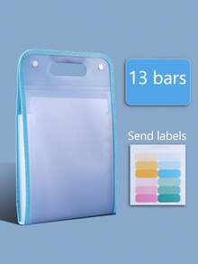 1个竖式文件袋，A4风琴式文件收纳袋，便携式简易收纳袋，学生科目分隔袋，可扩展手持文件袋，大容量纸张、文件、档案收纳袋（含随机颜色和形状标签），返校季，学习用品